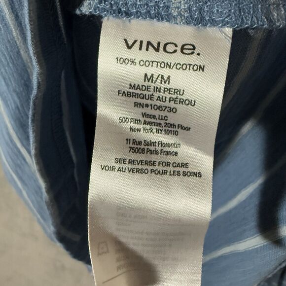 NWT Vince Hooded Shirt Medium Long Sleeve Light Blue Striped Preppy Old Money - Picture 11 of 12